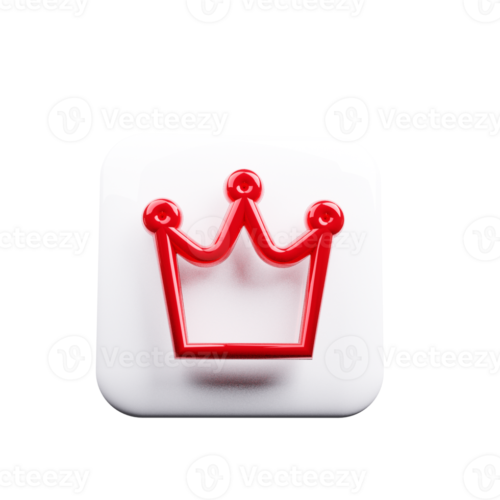 Red crown 3D render icon png