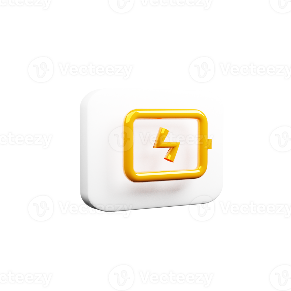 Charger Icon 3D Render with yellow and white color png