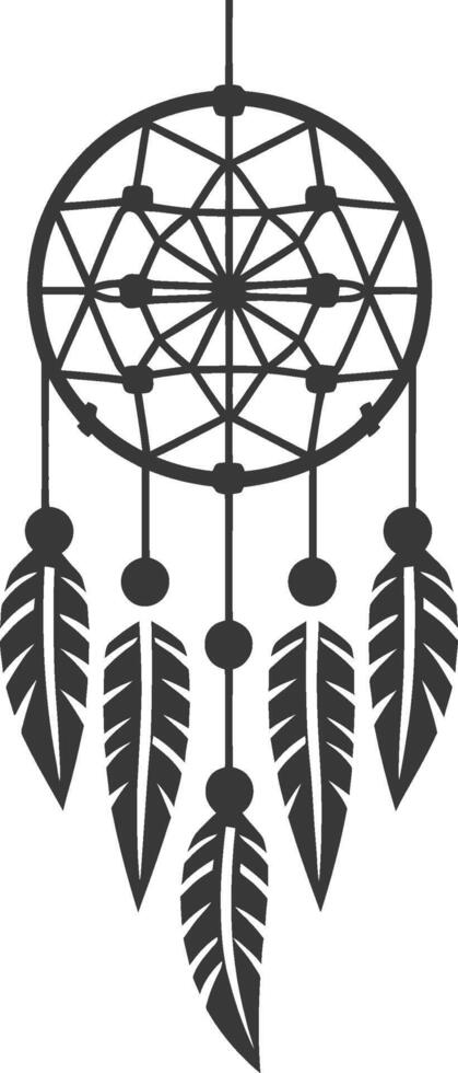 A black and white drawing of a dream catcher vector