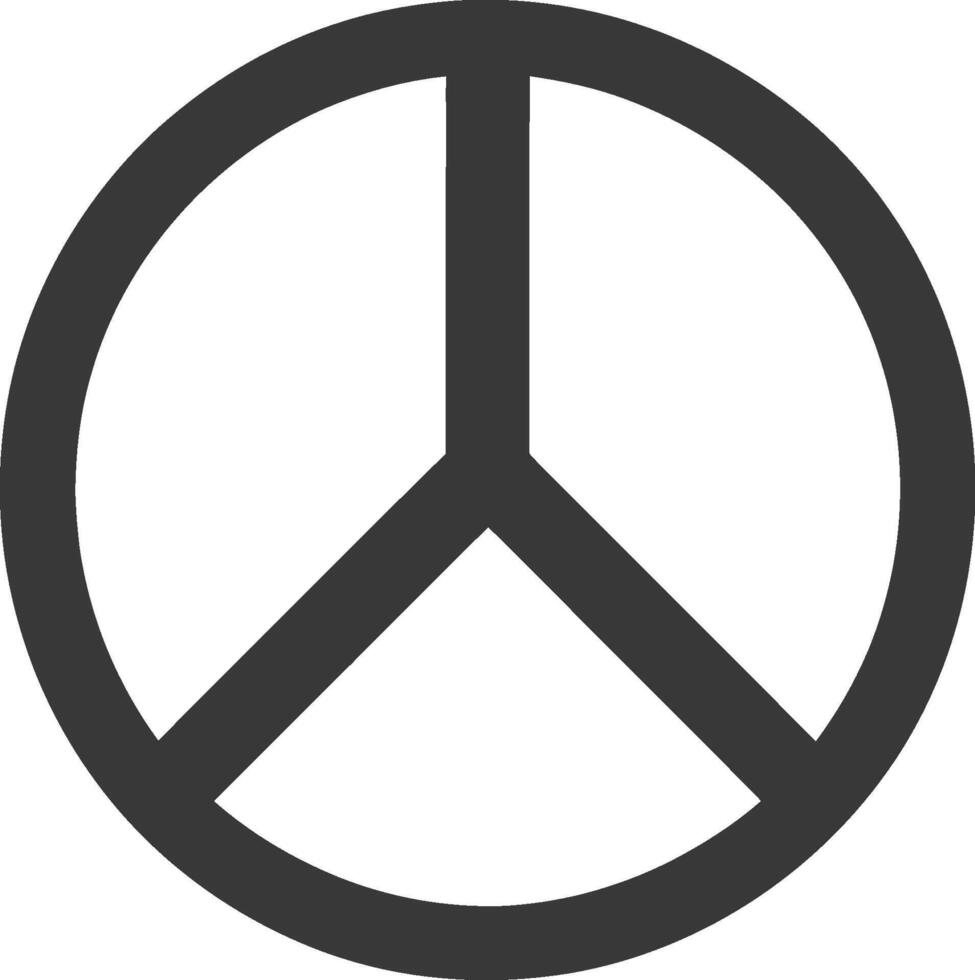A peace symbol is shown in black and white vector