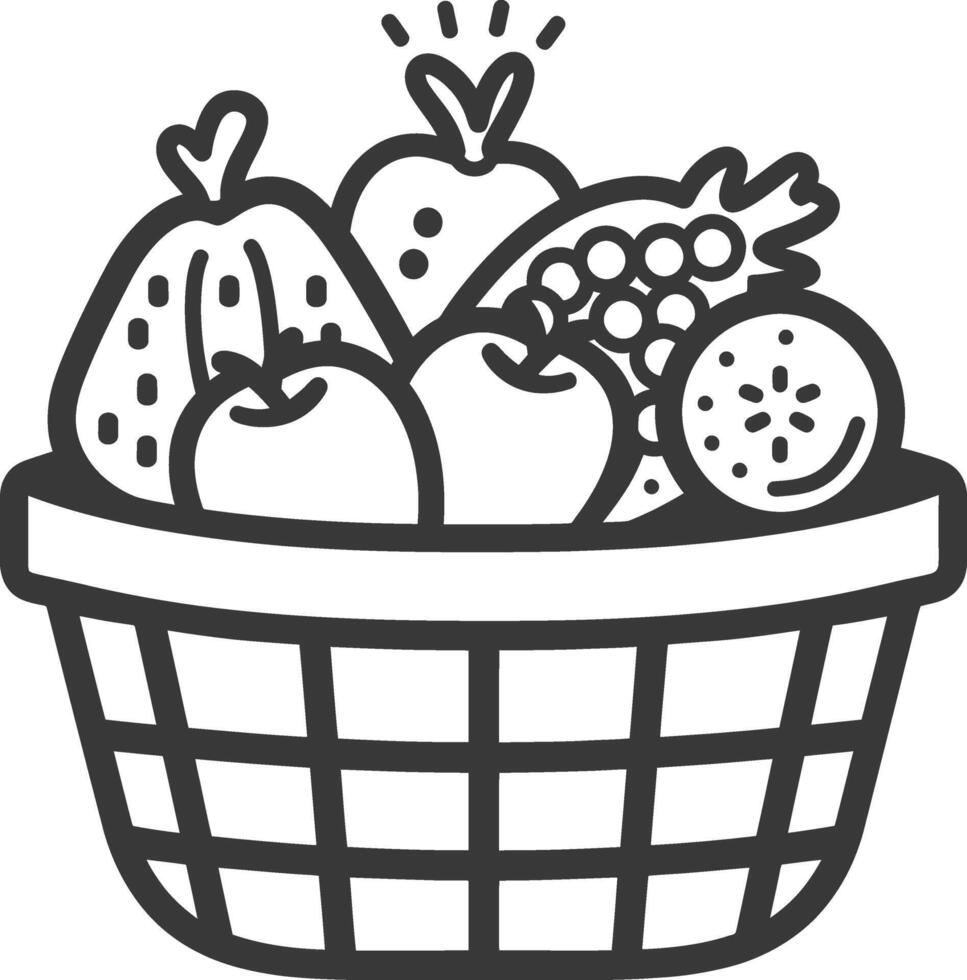 Fruit basket icon illustration vector