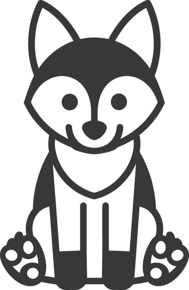 A black and white illustration of a fox vector