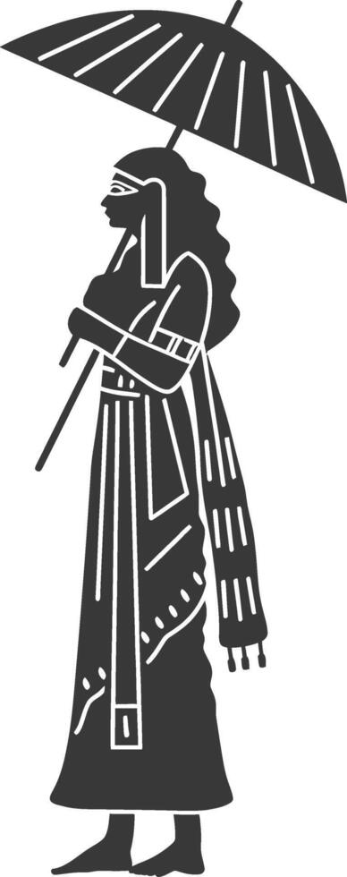 An illustration of a woman holding an umbrella vector