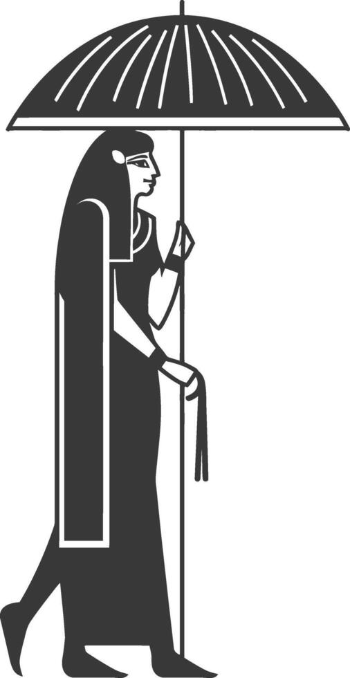 Ancient egyptian woman holding an umbrella vector