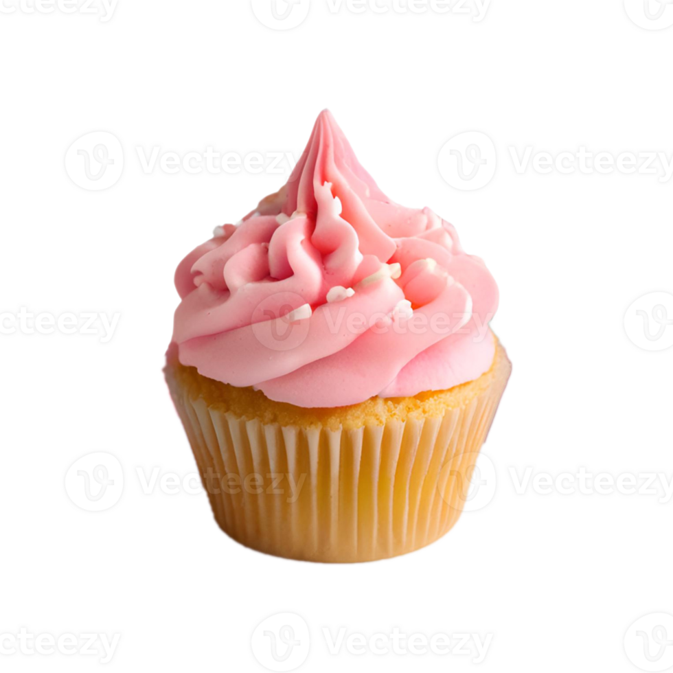 A cupcake with pink frosting png