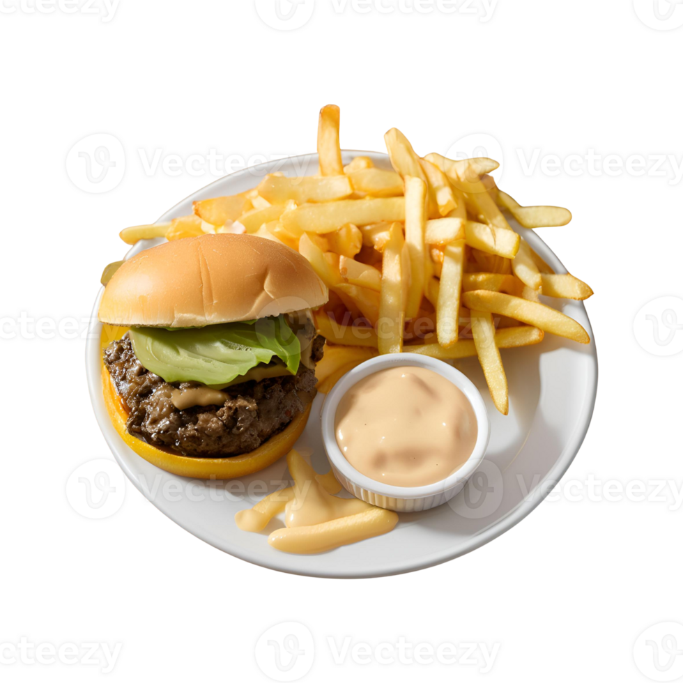A burger and fries png