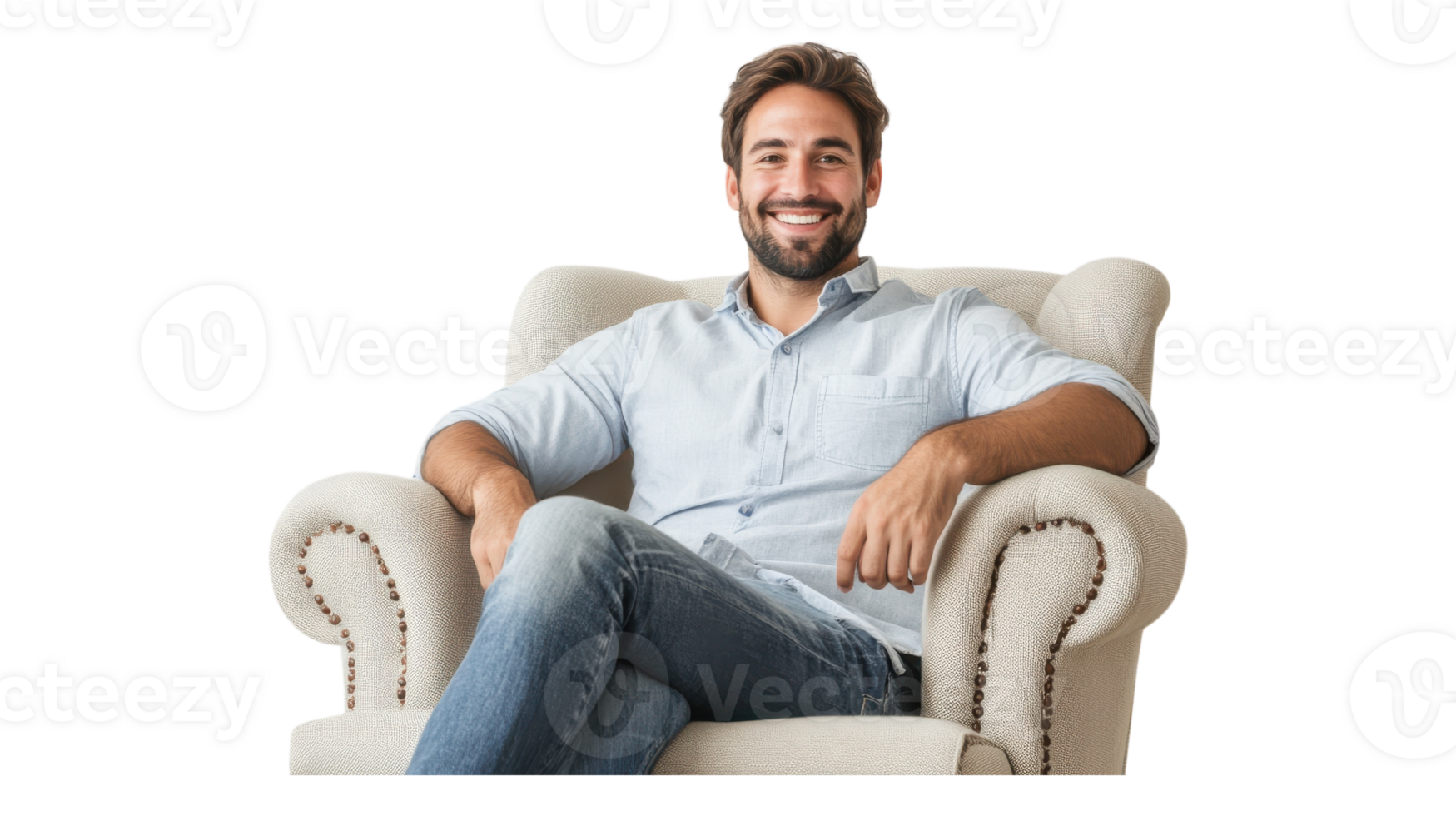 A man sitting in a chair smiling png