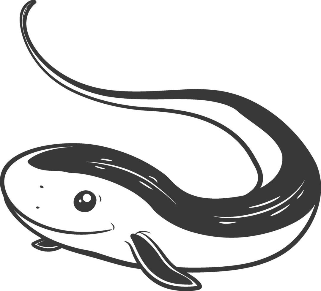 An illustration of a fish with a long tail vector