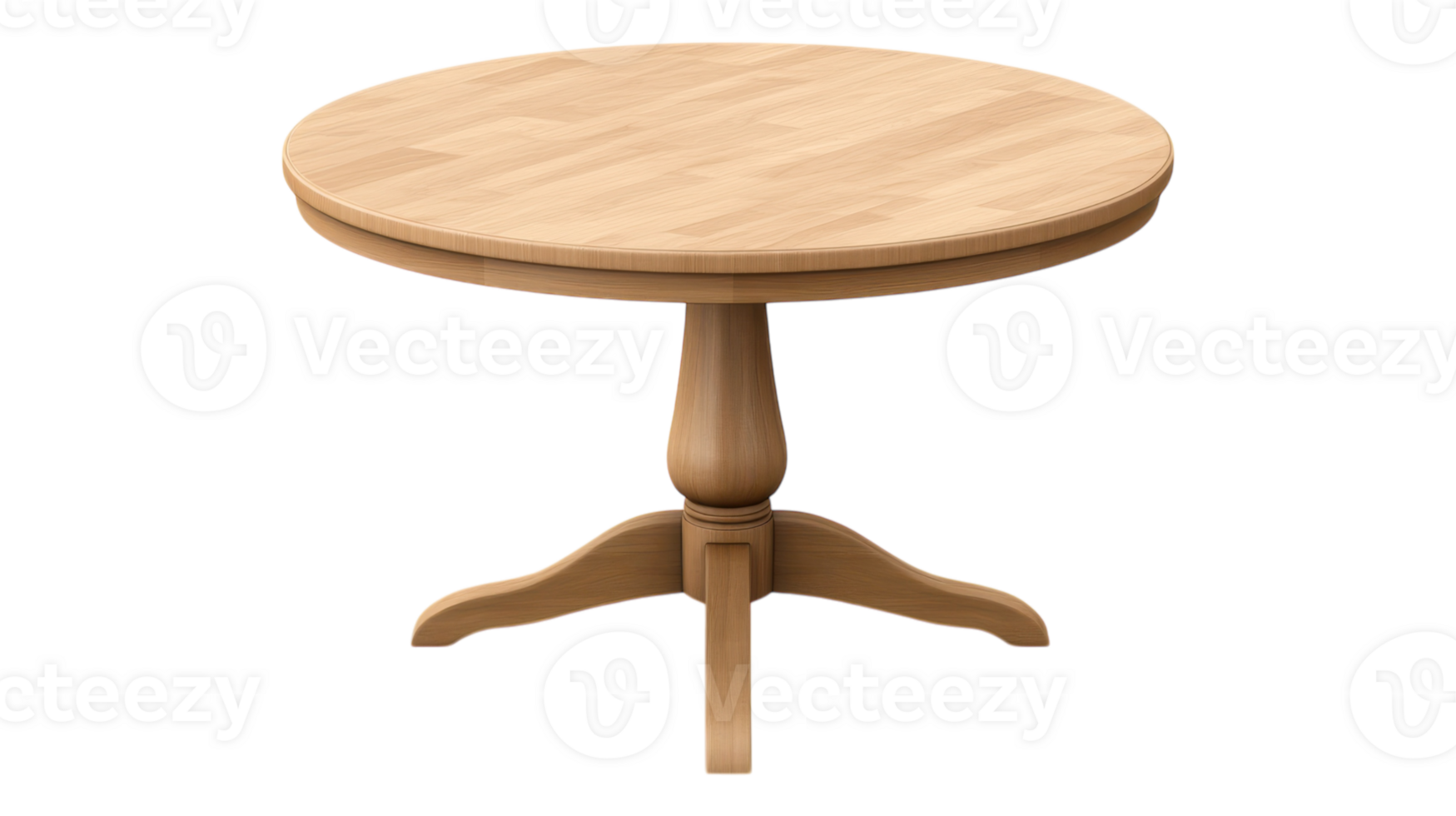 Wooden table with a round top and two legs png