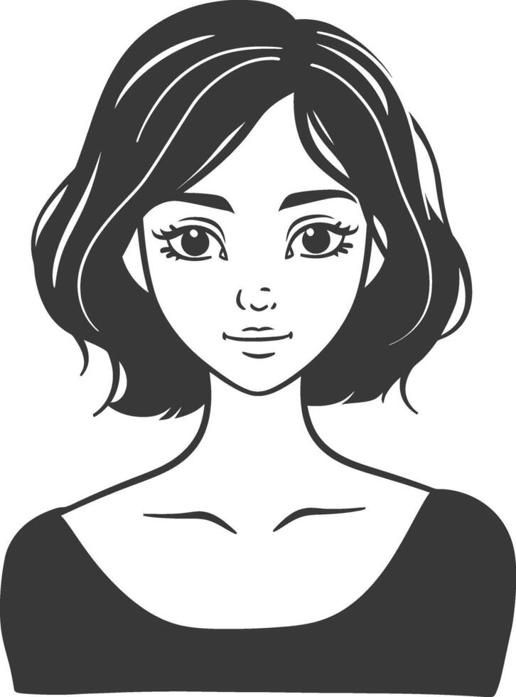 A black and white illustration of a woman's face vector
