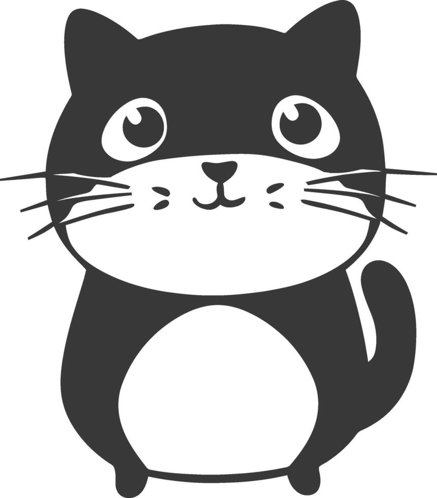 A black and white cat with big eyes vector
