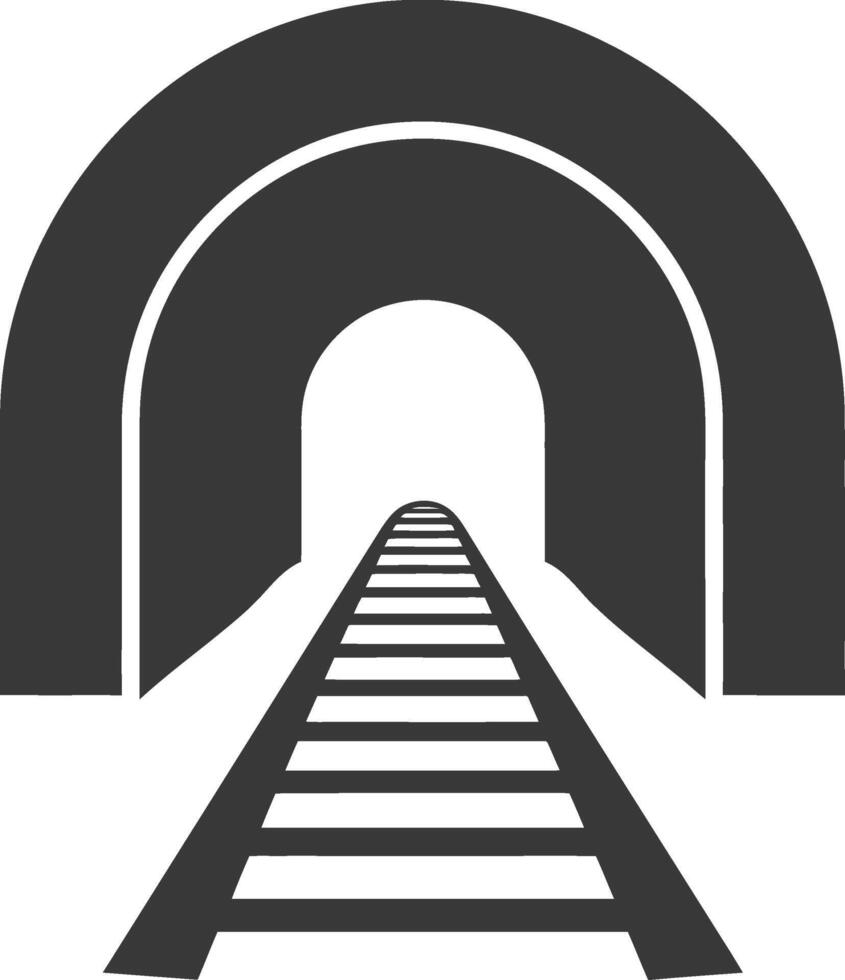 A tunnel with a train track going through it vector