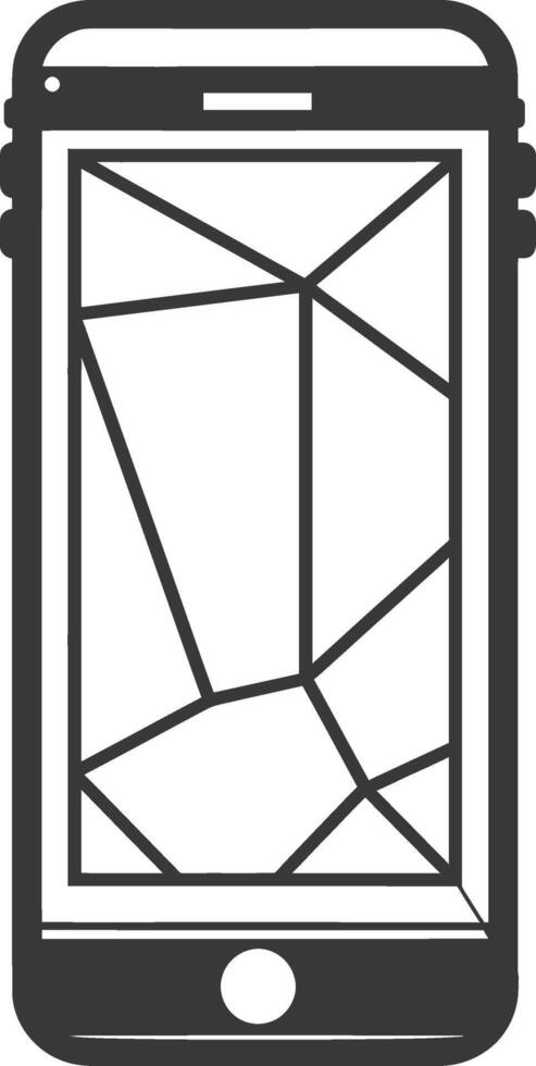 A black and white illustration of a smartphone vector