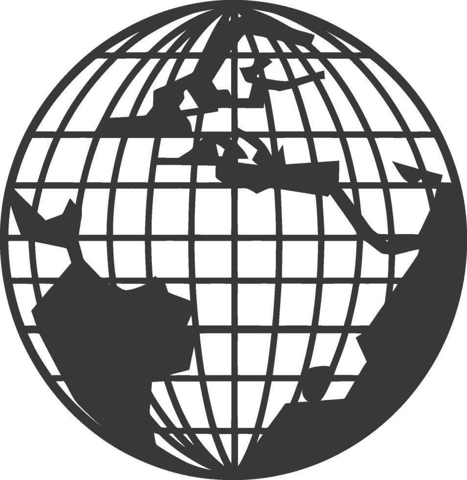 A black and white globe with a map of africa vector