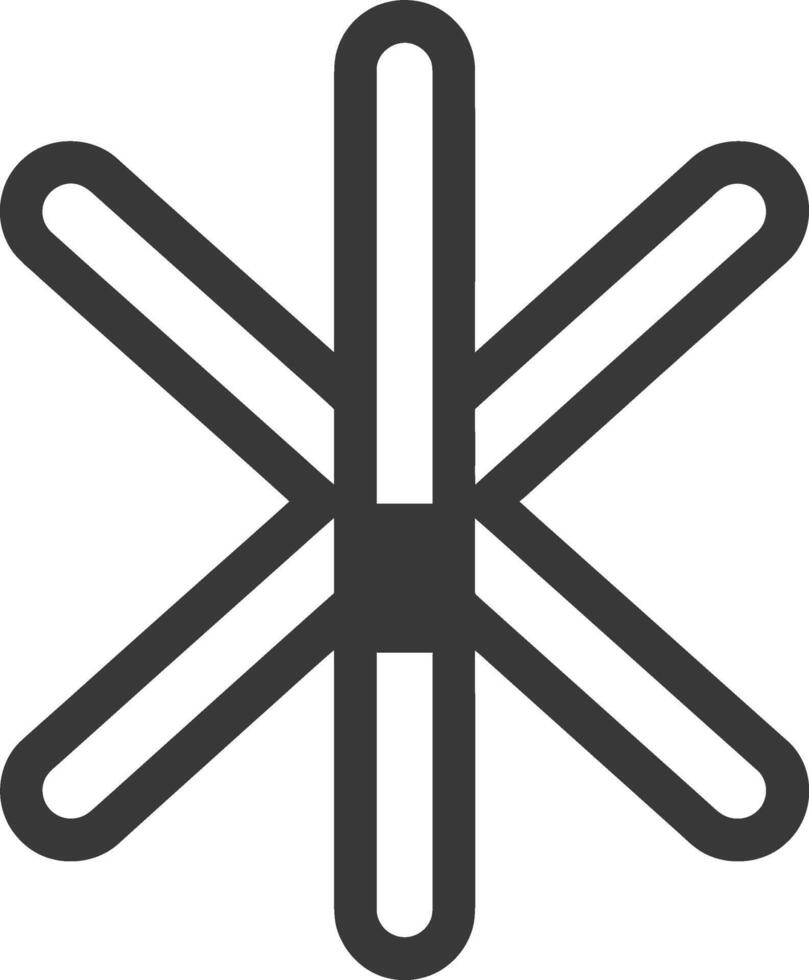 A black and white icon of a cross vector