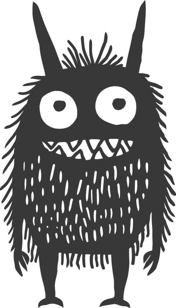 A black and white drawing of a monster vector