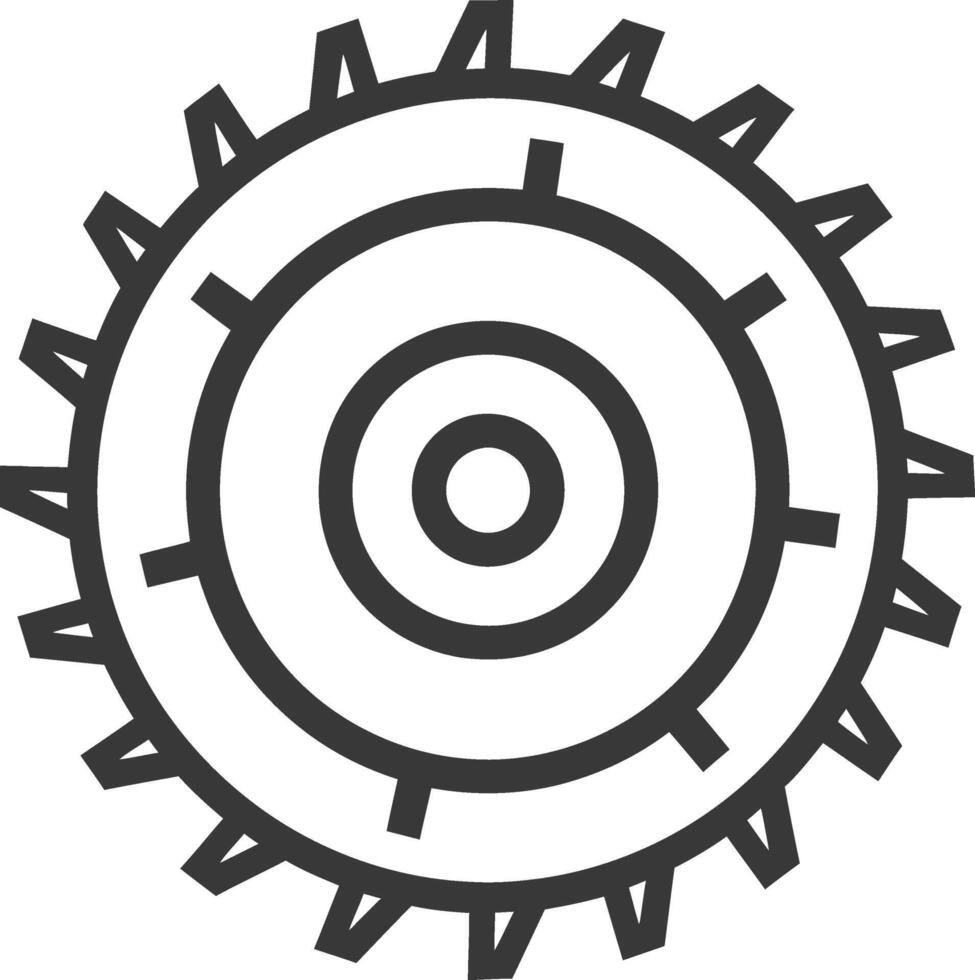 A black and white illustration of a gear wheel vector