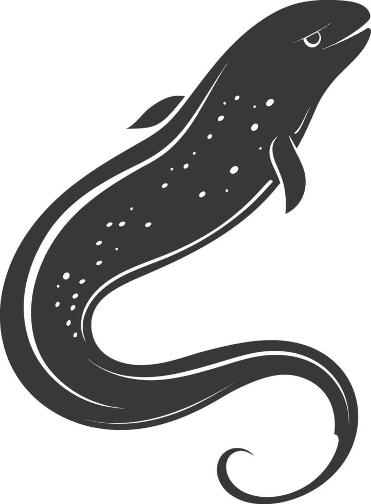 A black and white illustration of an eel vector