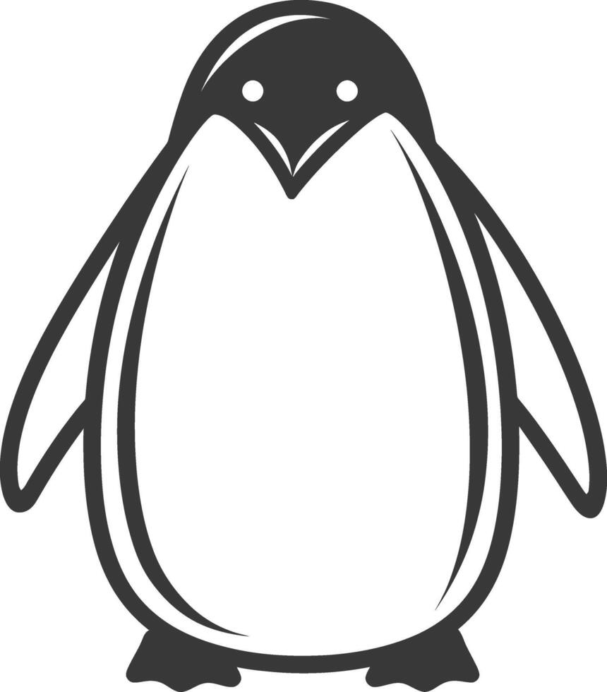 Penguin black and white illustration vector