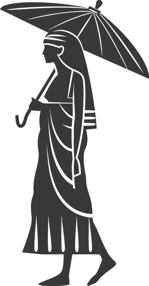 An illustration of a woman with an umbrella vector