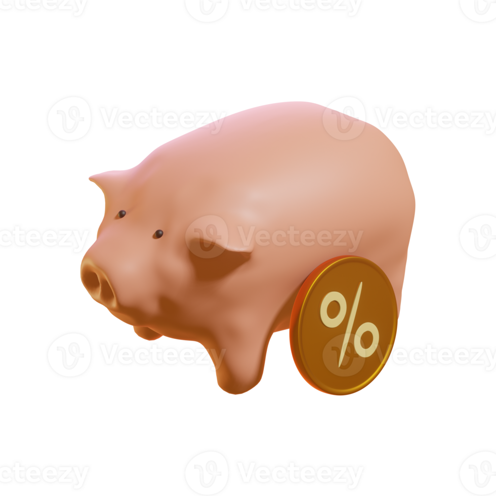 3d render of piggy bank png