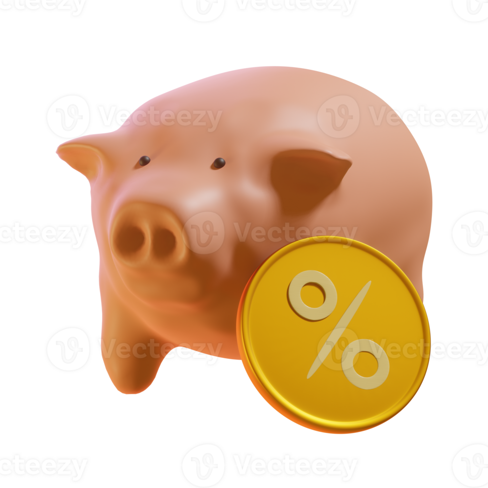 3d render of piggy bank png