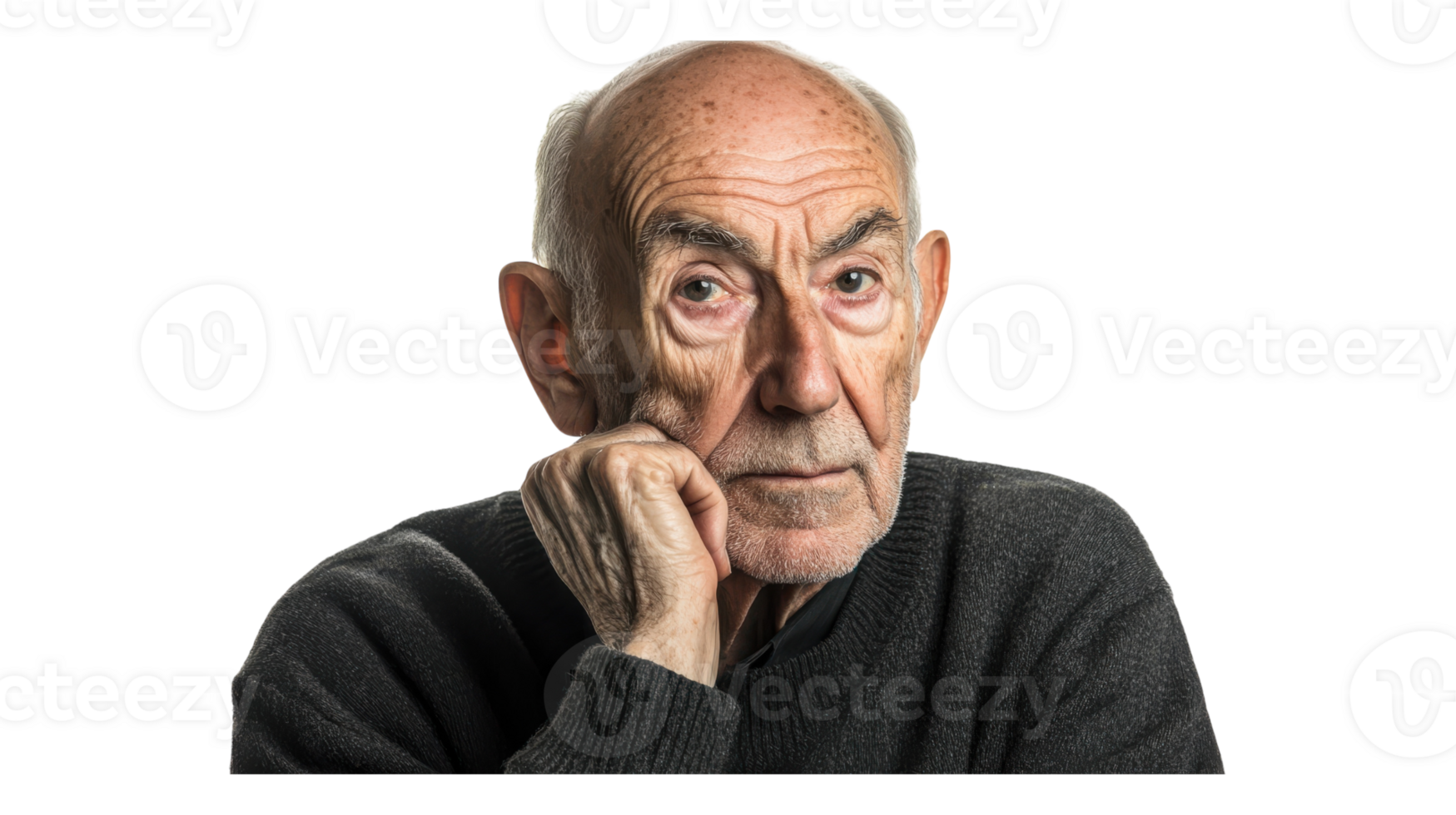 An older man with a serious look on his face png