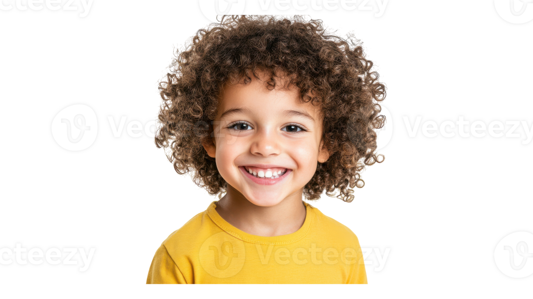 A young boy with curly hair smiling png