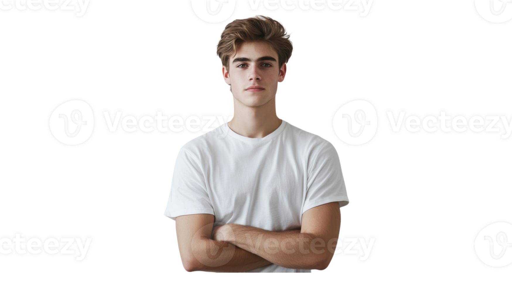 A young man in a white t - shirt png