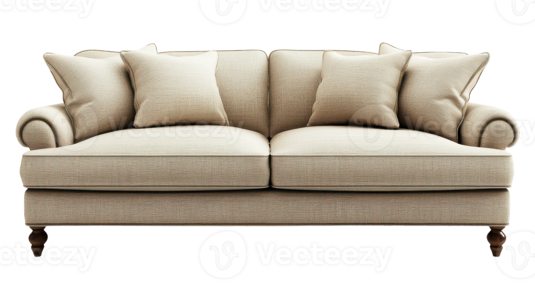 A beige couch with pillows on it png
