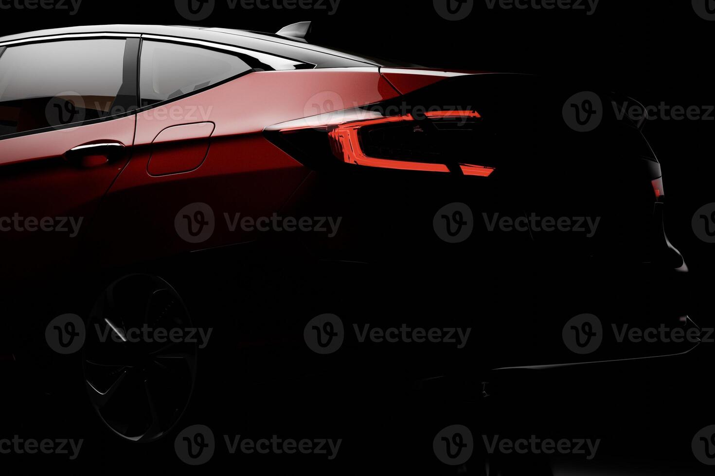 Taillight rendering with black background studio lighting photo