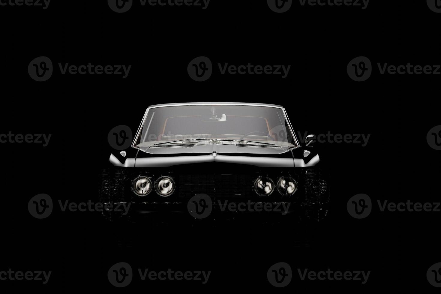 3d render close-up front view of car. photo