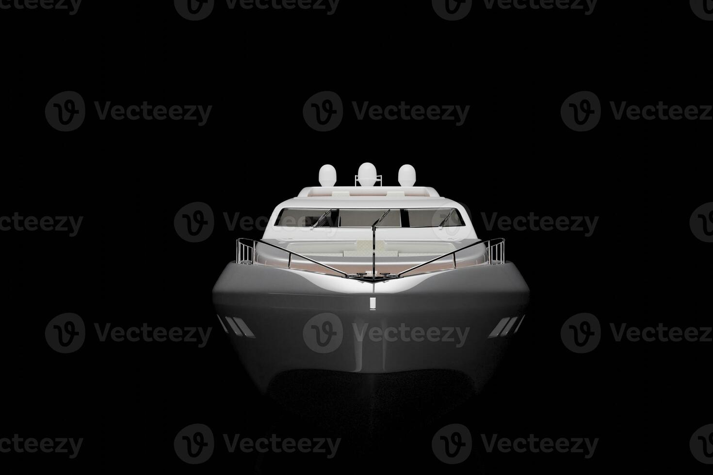 Modern luxury yacht studio lighting , floating on black background photo