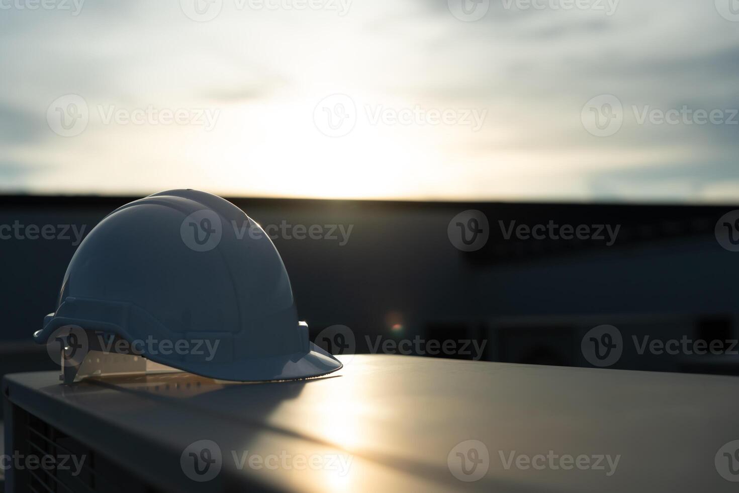 helmet safety for engineer Mechanic or maintenance or electrical, electrical control systems industrial plant. Utility fore man daily check power systems in process. photo