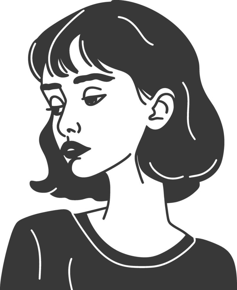 A black and white illustration of a woman's face vector