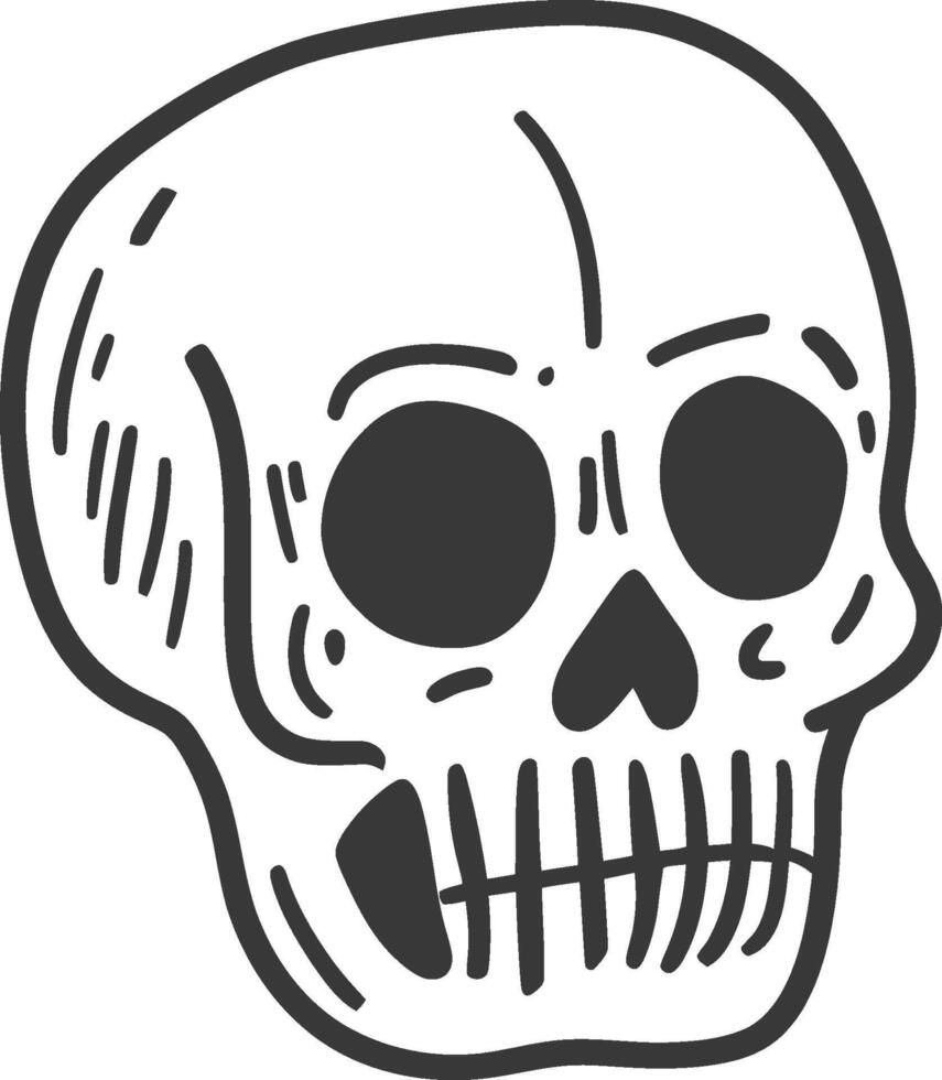 A skull is shown in a black and white drawing vector