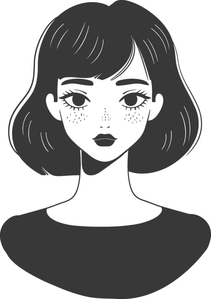 A black and white drawing of a woman's face vector