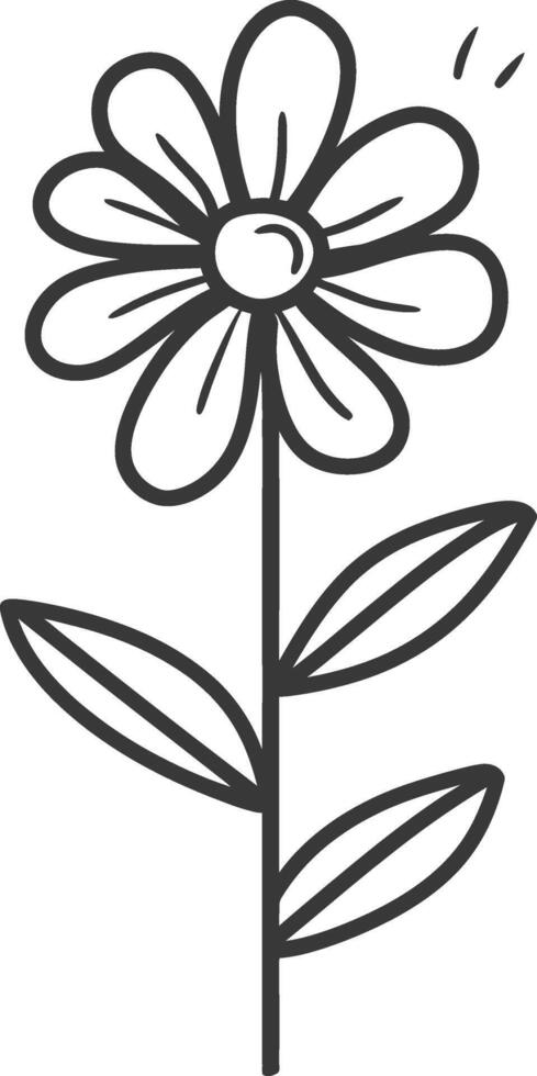 A flower is drawn in black and white vector