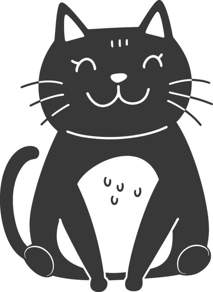 A black and white illustration of a cat sitting vector