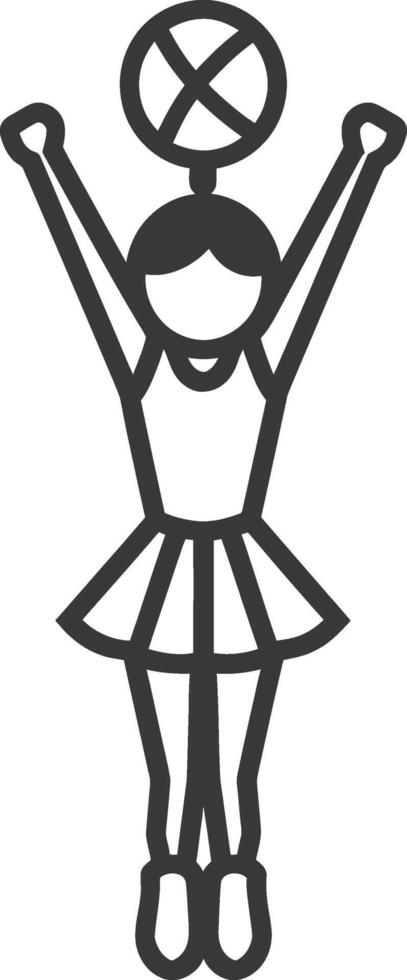 A black and white illustration of a girl with a ball vector