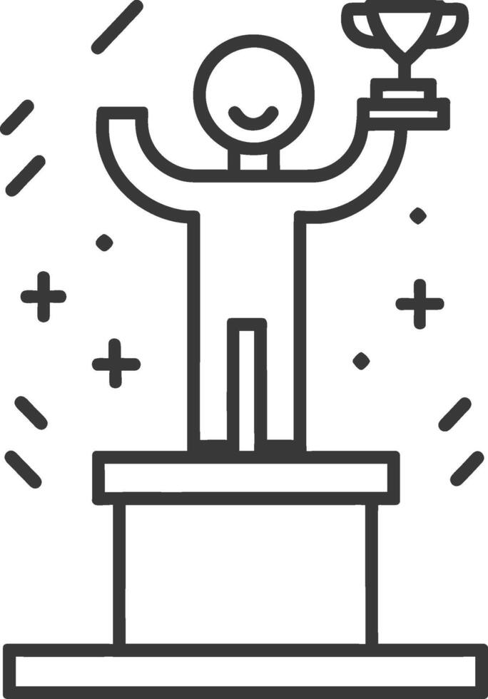 A man holding a trophy on a pedestal vector