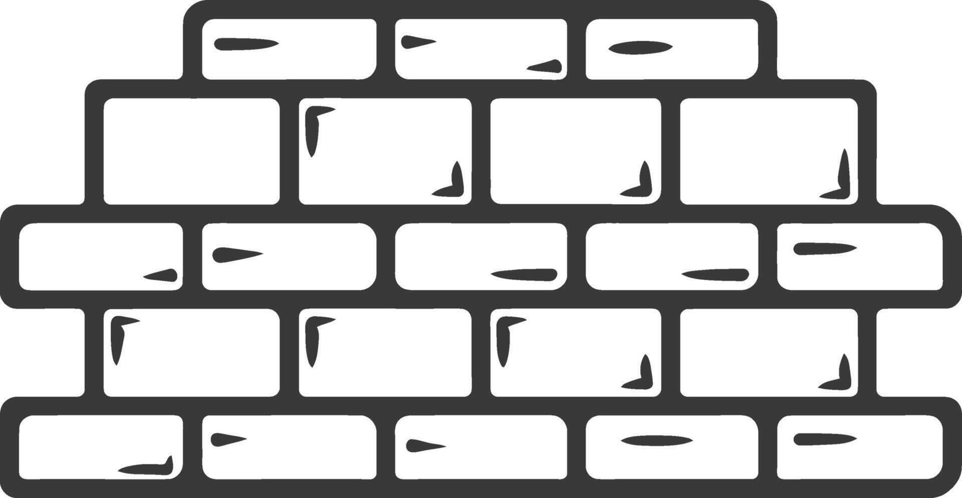 A black and white illustration of a brick wall vector