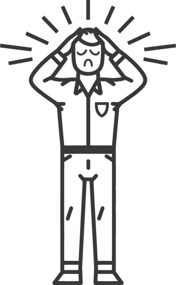 A man with a headache is standing in front of a white background vector