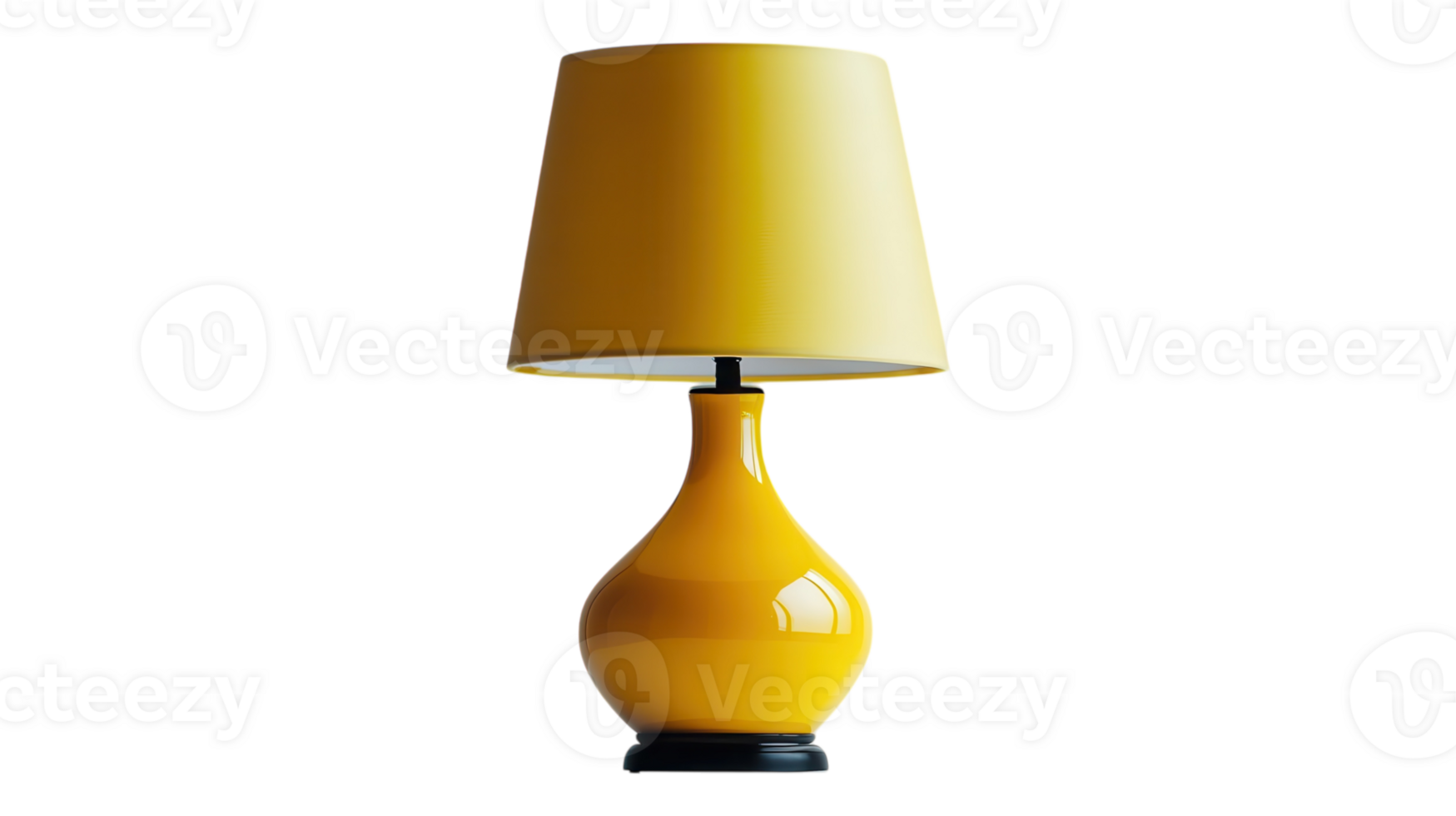 A yellow lamp with a black shade on it png