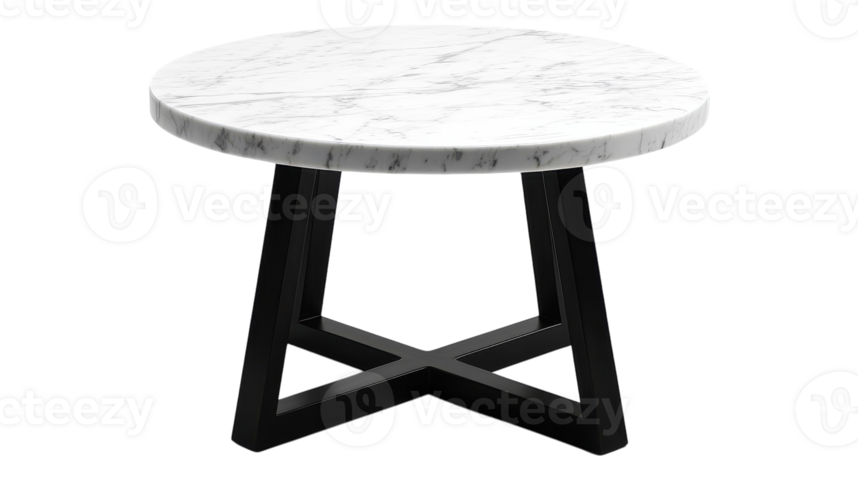 A white marble table with black legs png