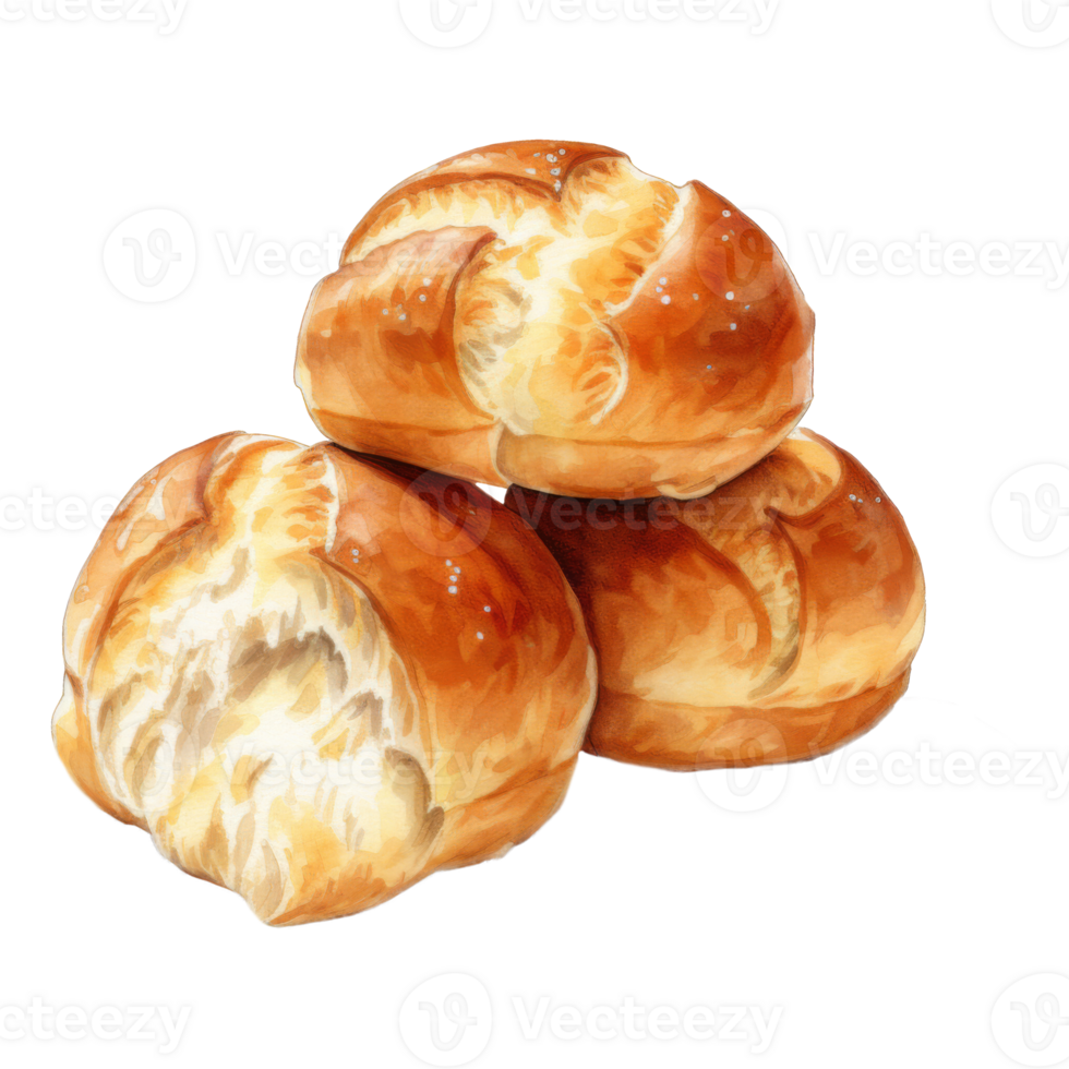 Golden-Brown Crusty Bread Rolls, Stacked and Slightly Broken png