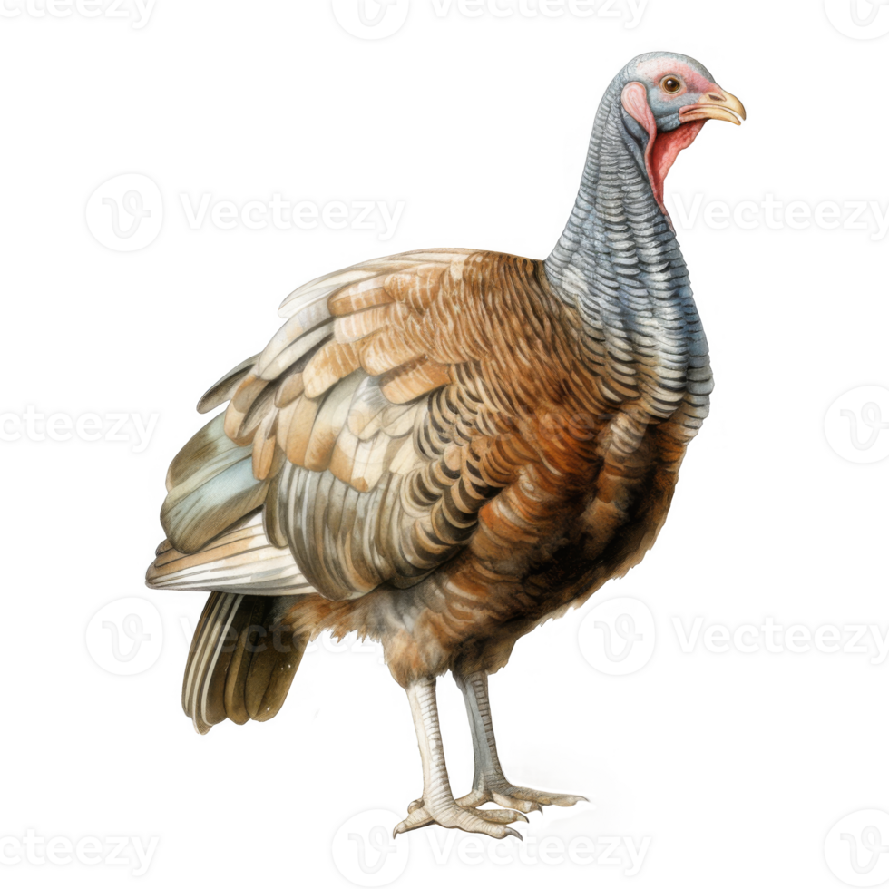 Detailed Illustration of a Wild Turkey, showcasing its plumage and stance. png