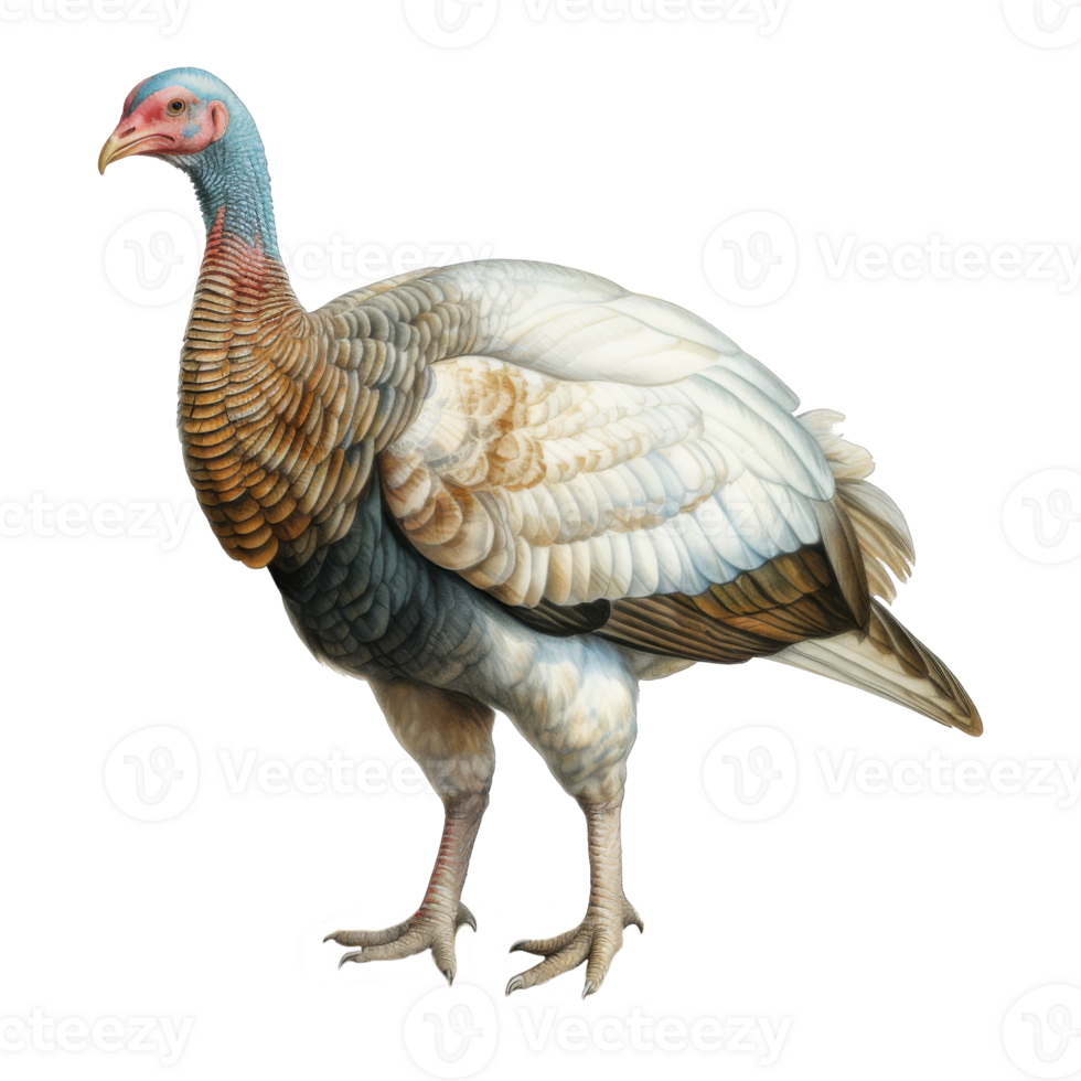 Detailed Illustration of a Majestic Grey-and-Brown Bird, Possibly a Turkey png