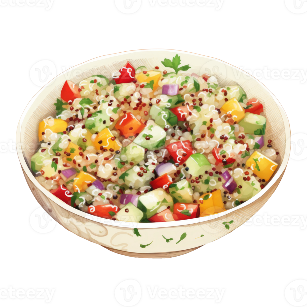 Vibrant Quinoa Salad with Diced Vegetables in a Bowl png