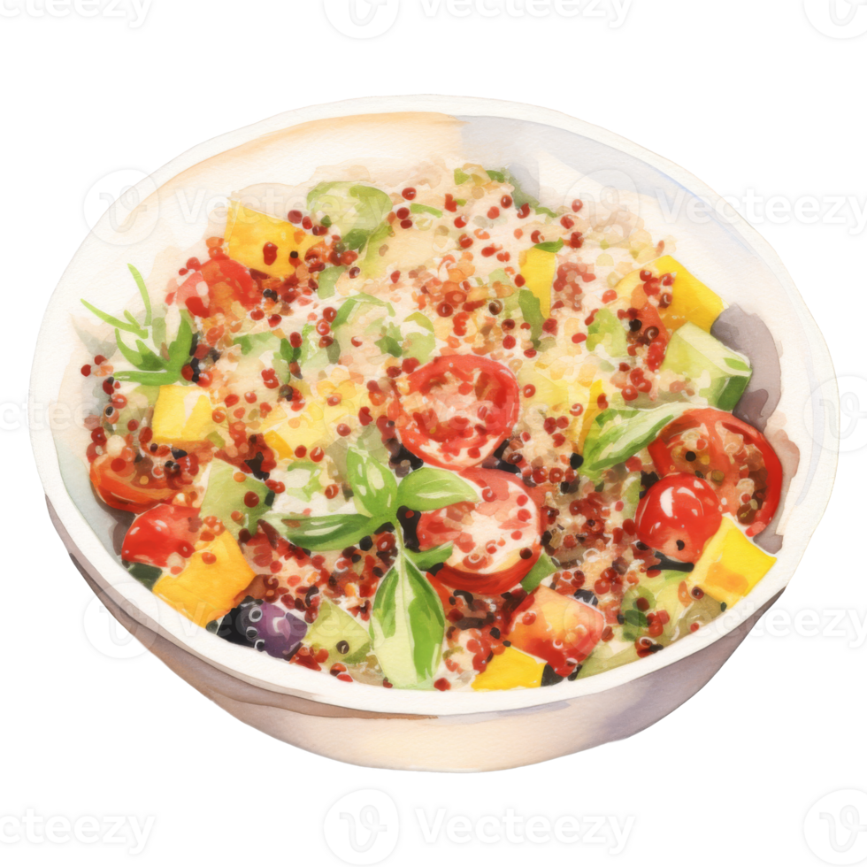 Vibrant Quinoa Salad with Tomatoes, Avocado, and Mango in a Bowl png